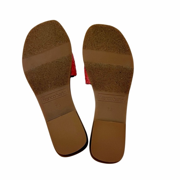 FRANCO SARTO Tina 5 Sandals Coral Pink Raffia Slip On Shoes NEW Women’s Size 7.5 - Picture 7 of 8